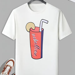 Men's Cartoon Drink Pattern T shirt Active Slightly Stretch Breathable Tee