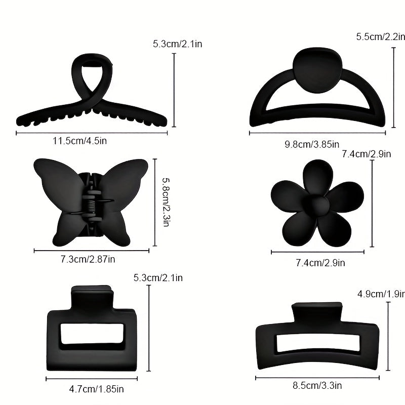 6pcs Flower Rectangle Hair Claw Nonslip Ponytail Holder
