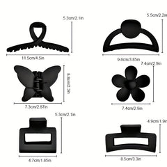 6pcs Flower Rectangle Hair Claw Nonslip Ponytail Holder