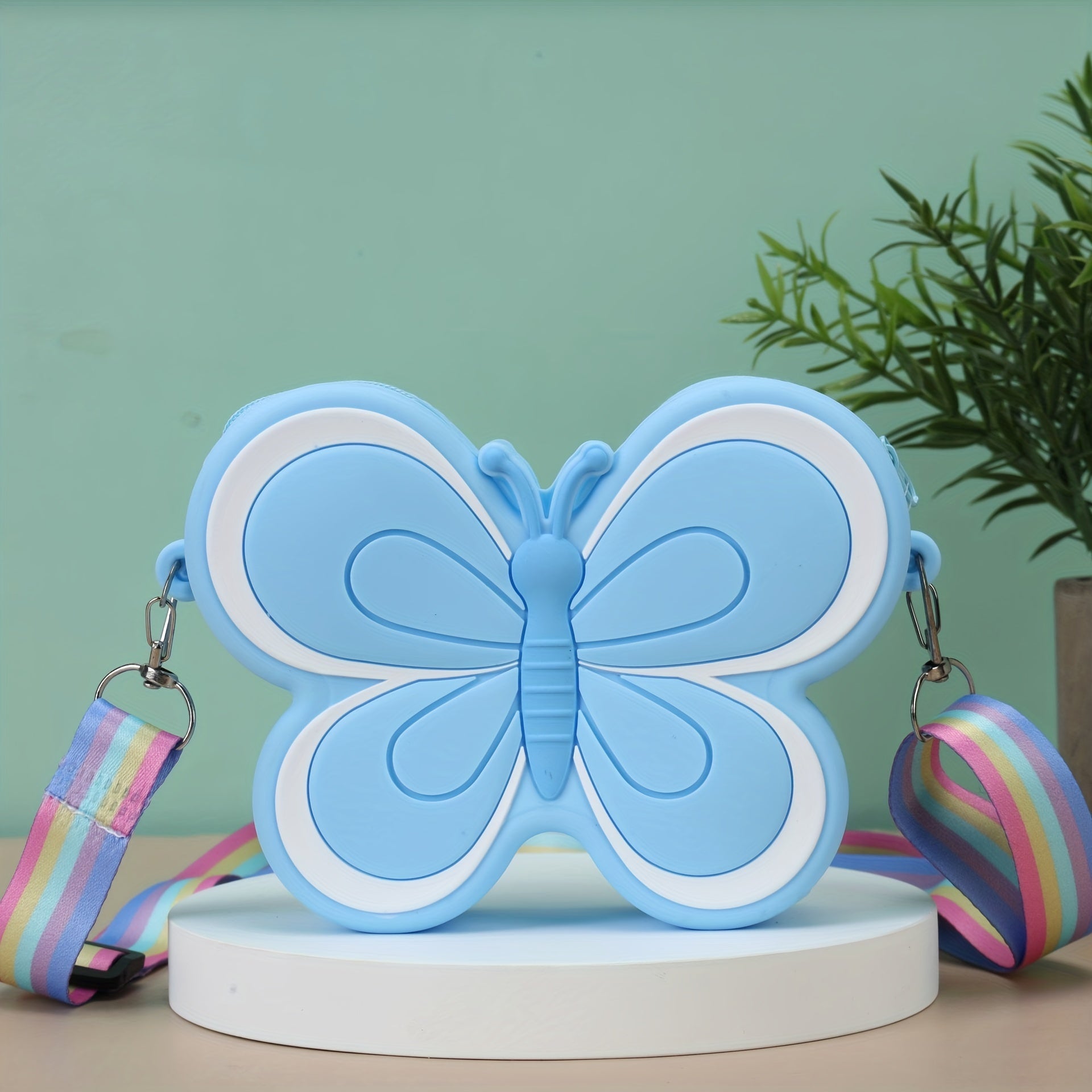 Butterfly Silicone Coin Purse Zipper Crossbody Bag Messenger Bag