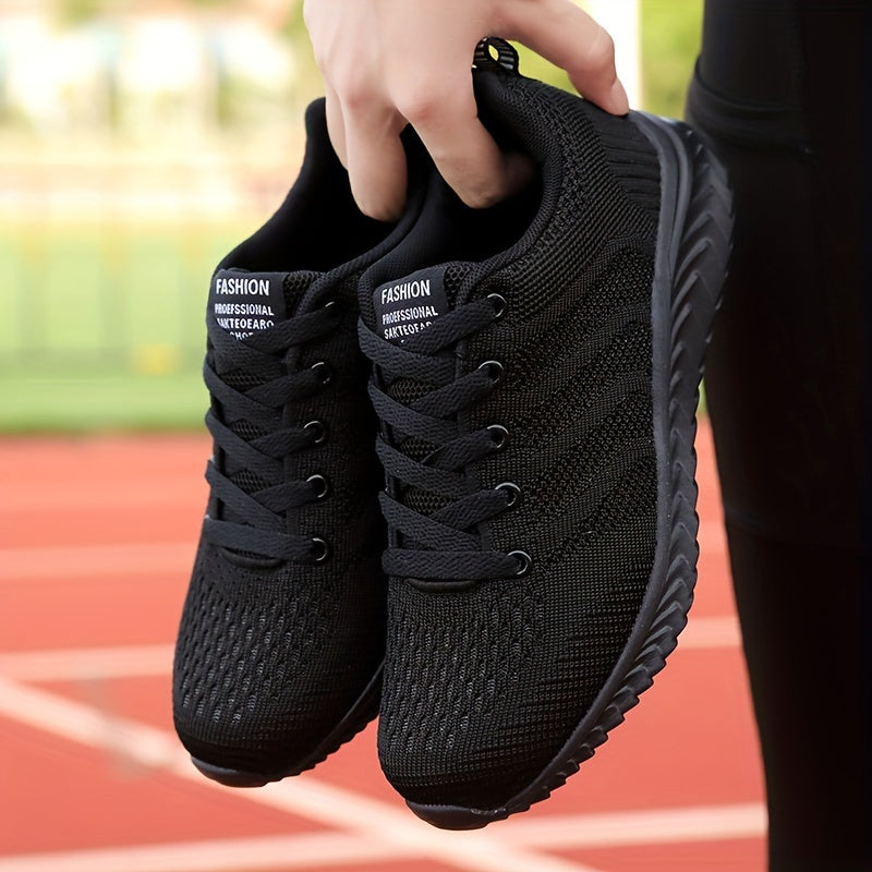 Mesh Flying Woven Running Shoes Lace Up Soft Sole Sports Shoes Women's