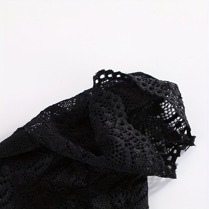 Lace Fingerless Gloves Women Half Finger Cycling Sunscreen Solid Gloves