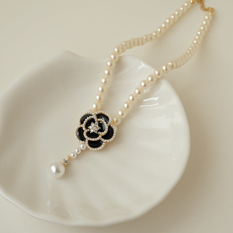Camellia Pearl Necklace Sweet Flower Charms Jewelry Gift For Women