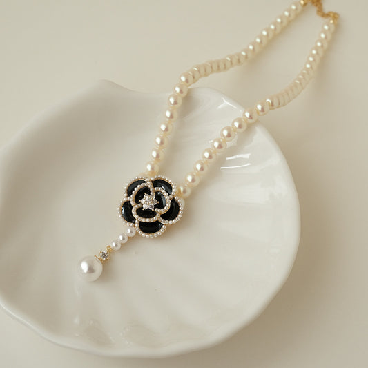 Camellia Pearl Necklace Sweet Flower Charms Jewelry Gift For Women