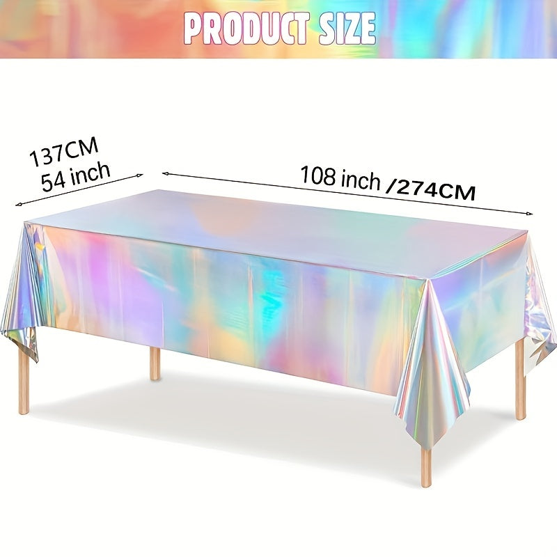 Iridescence Plastic Tablecloths 137x274cm Laser Table Covers Holographic Foil