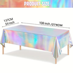 Iridescence Plastic Tablecloths 137x274cm Laser Table Covers Holographic Foil