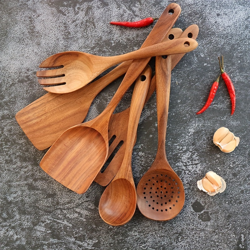 Wooden Cooking Utensils Non-stick Spatula Frying Shovel Kitchenware Set