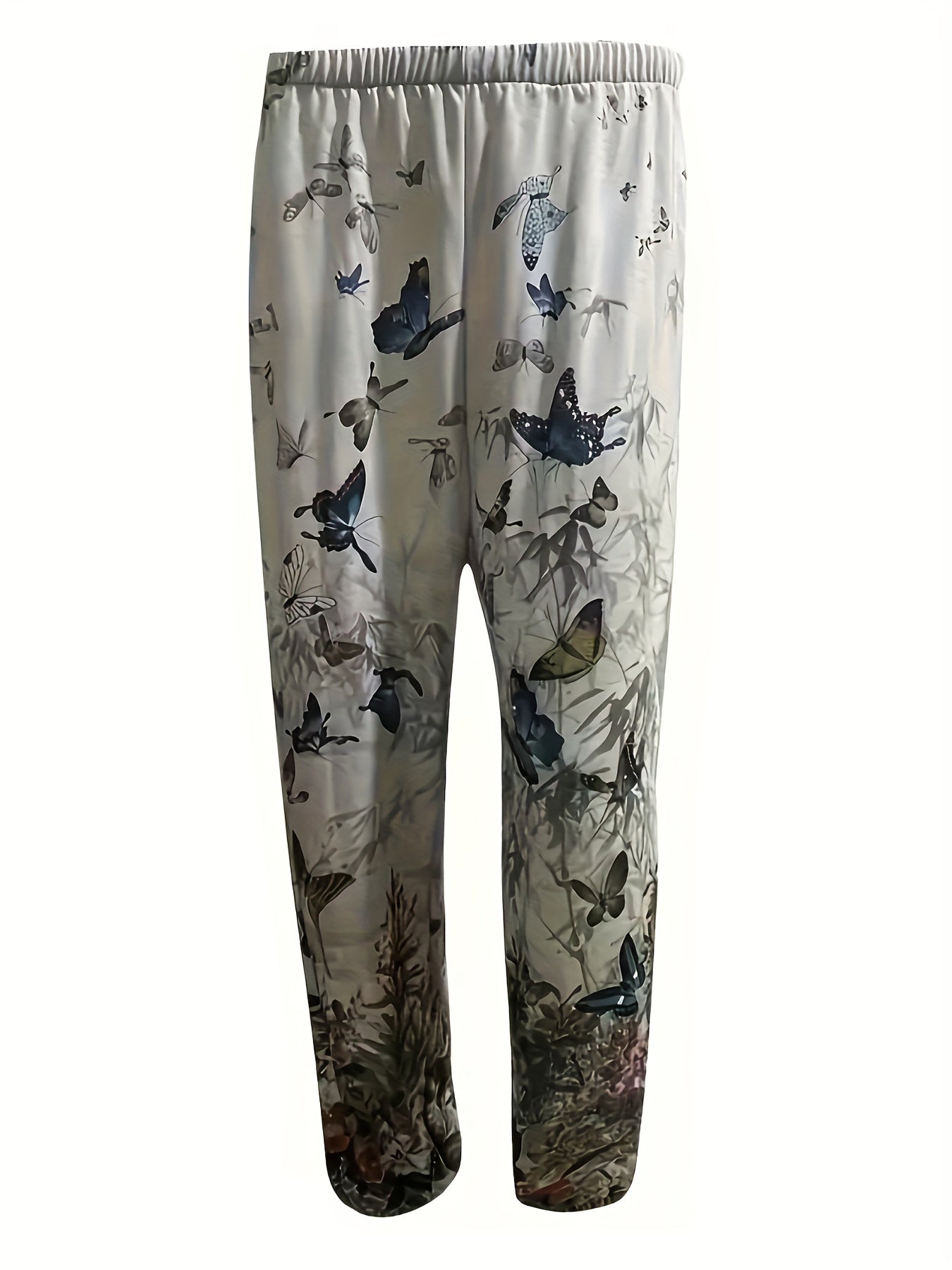 Women's Plus Map Print Elastic Waist Loose Sporty Pants