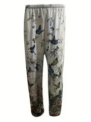 Women's Plus Map Print Elastic Waist Loose Sporty Pants