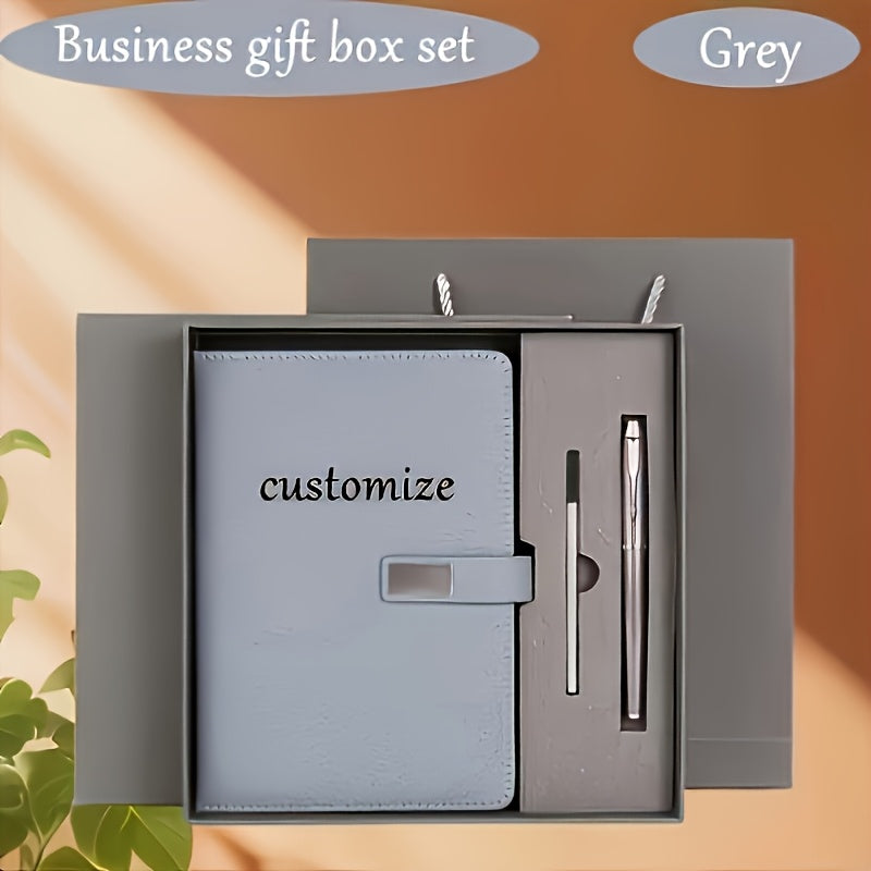 Customizable A5 Notebook Gift Set Red Business Stationery Box with Pen