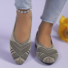 Women's Knit Slip On Comfort Flats Soft Sole Casual Walking Shoes