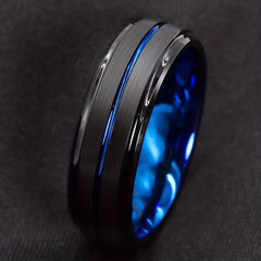 Men's Groove Beveled Stainless Steel Ring