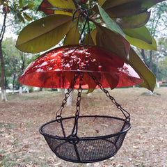 Rainproof Hanging Baffler Bird Feeder with Protective Cover for Outdoor Use