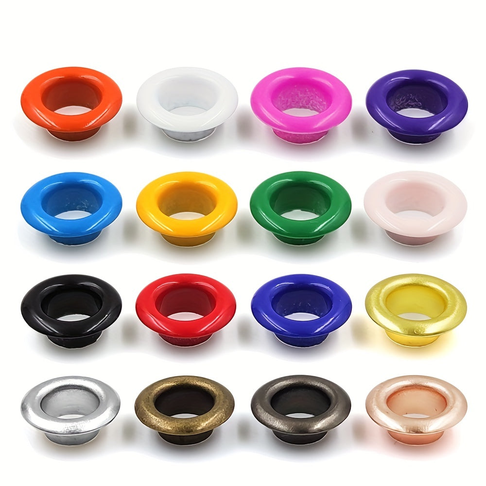 100 Multicolor Metal Eyelets Grommet Ring DIY Leathercraft Scrapbooking