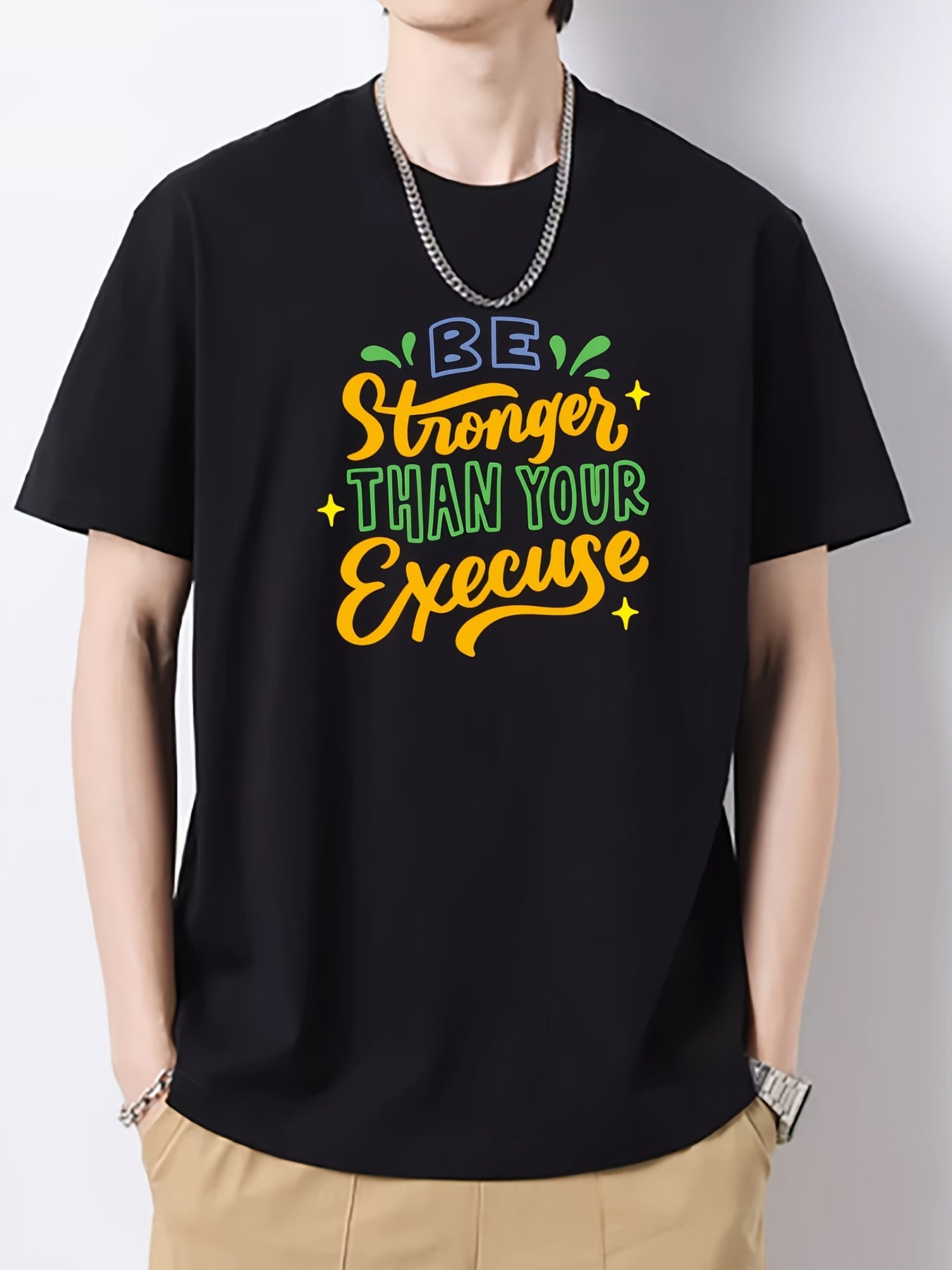 Men's Colorful Art Print Slim Fit T-shirt for Spring Summer