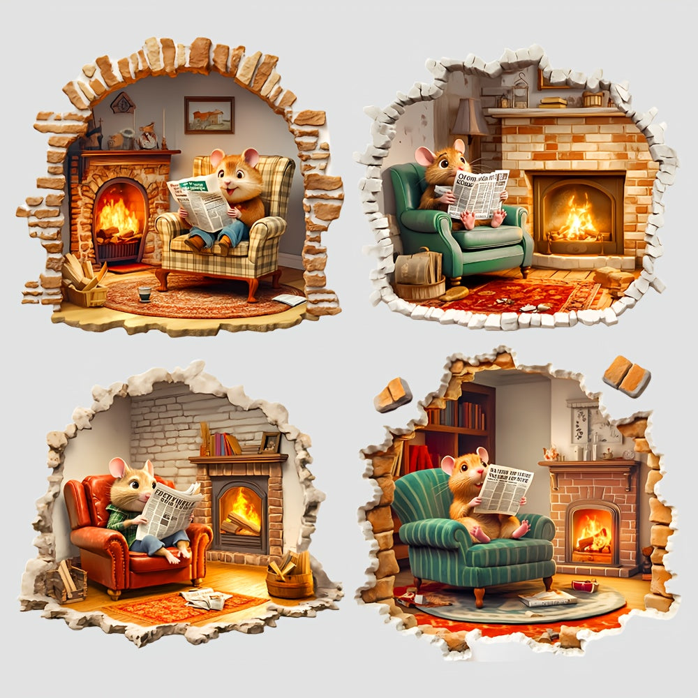 Mouse Vinyl Wall Stickers 4 Pack Christmas Decorations