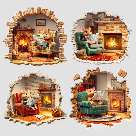 Mouse Vinyl Wall Stickers 4 Pack Christmas Decorations