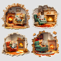 Mouse Vinyl Wall Stickers 4 Pack Christmas Decorations