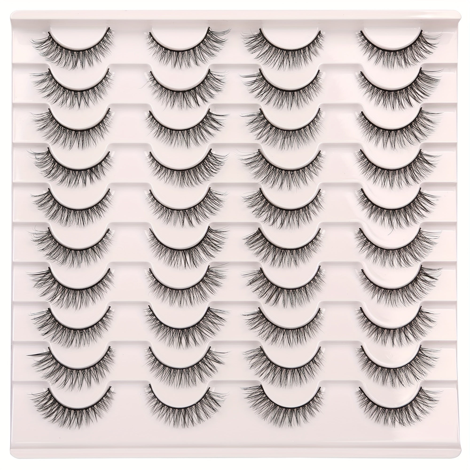 20 Pairs Natural Look Cat Eye Lashes 3D Light Volume Fluffy Eyelash Extension