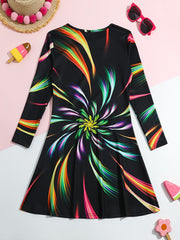 Long Sleeve Dress Girls Casual Crew Neck Dresses Spring Fall Christmas Gift