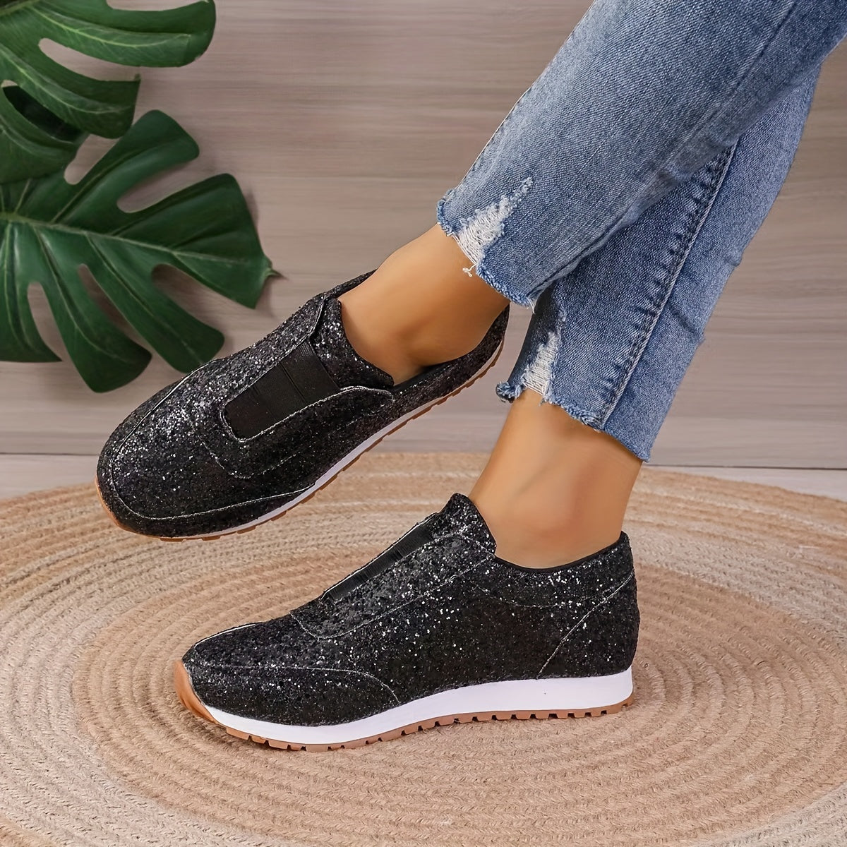 Winter Sequin Casual Anti Slip Women's Running Shoes Lightweight Sneakers