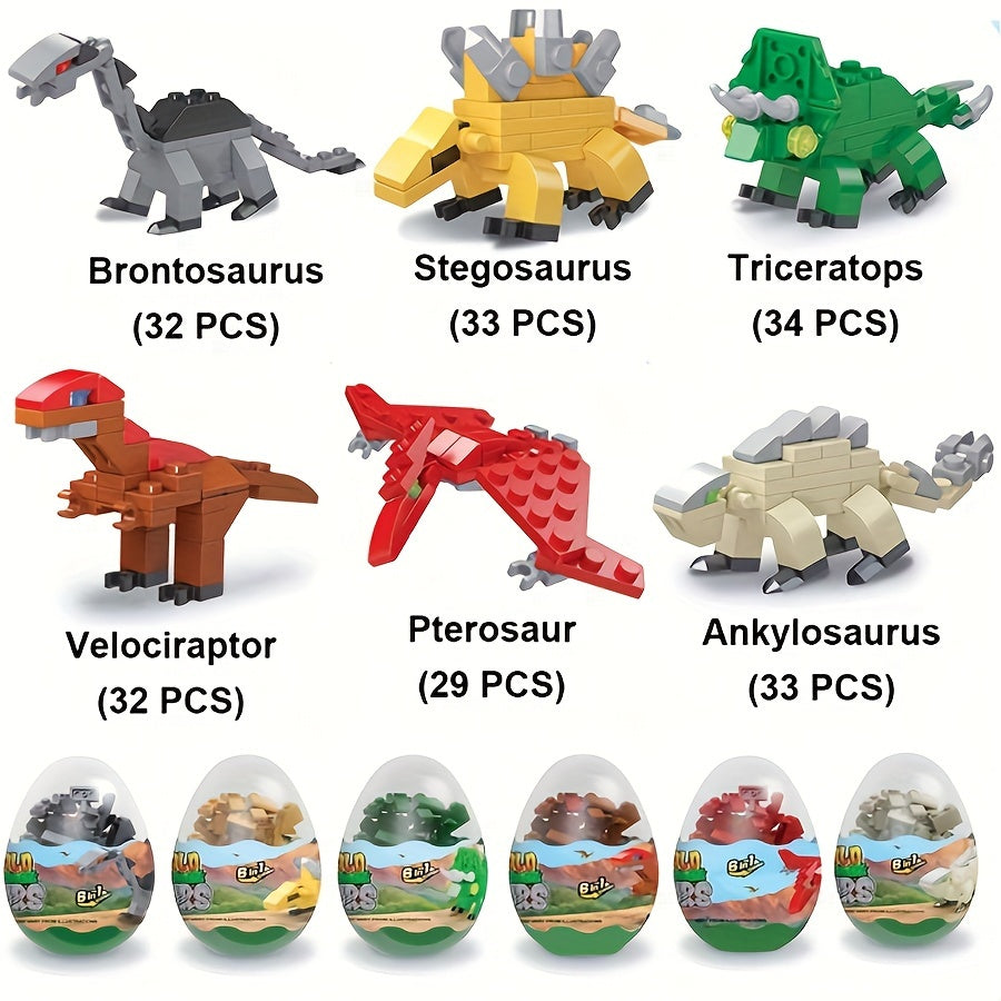 6pcs Dinosaur Egg Building Blocks Colorful Dinosaur & Egg Toy
