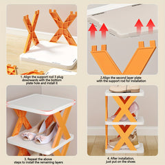 1pc Folding Stackable Shoe Rack Storage Shelf