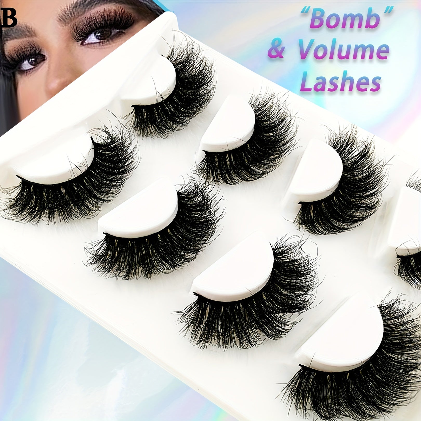 4 Pairs Fluffy False Eyelashes Curling Cat Eye Sexy Messy Lashes