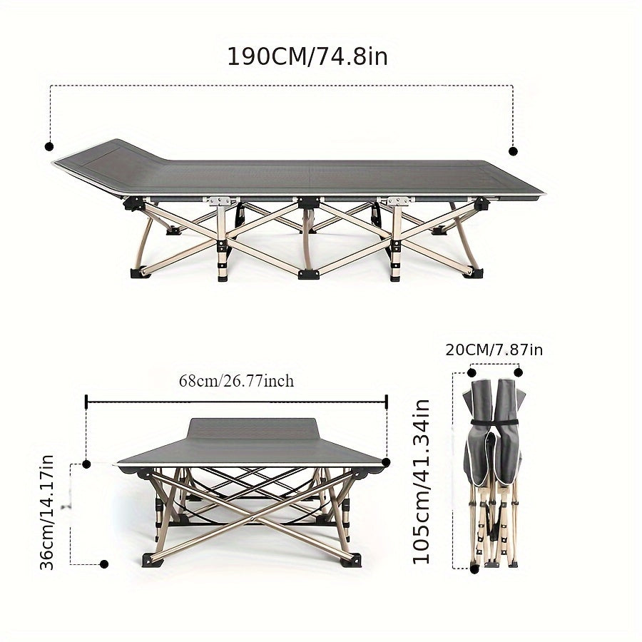 Portable Folding Bed for Adults Camping Travel Office Naps Beach Vacations