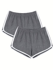 Women's Solid High Waist Track Shorts Set