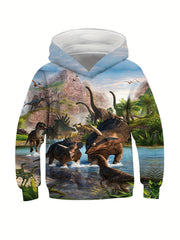 3D Dragon Dinosaur Print Kid's Hoodie Unisex Pullover Casual Hooded Long Sleeve