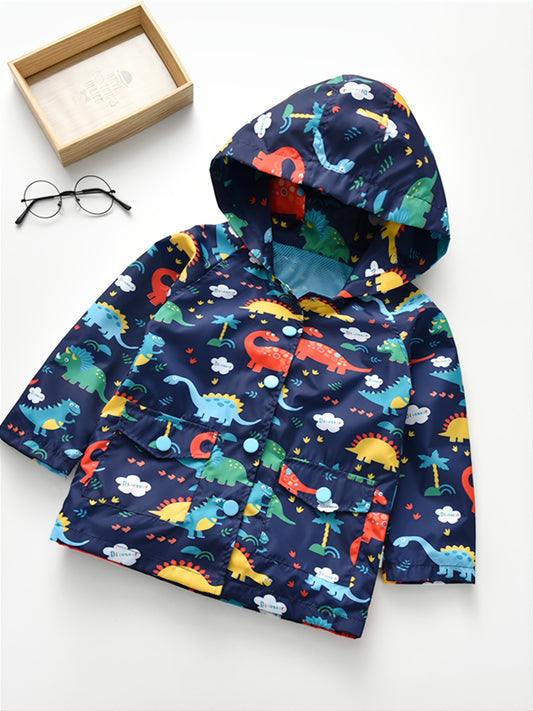 Boys Dinosaur Print Hooded Jacket for Autumn/Winter