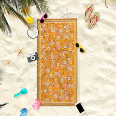 Yellow Flower Pattern Fiber Beach Towel Lightweight Pool Towel