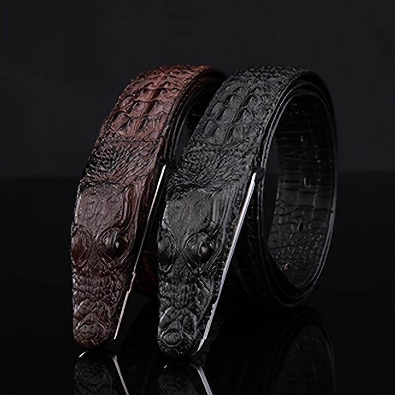 Men's Crocodile Leather Belt Automatic Buckle Pure Cowhide Plus