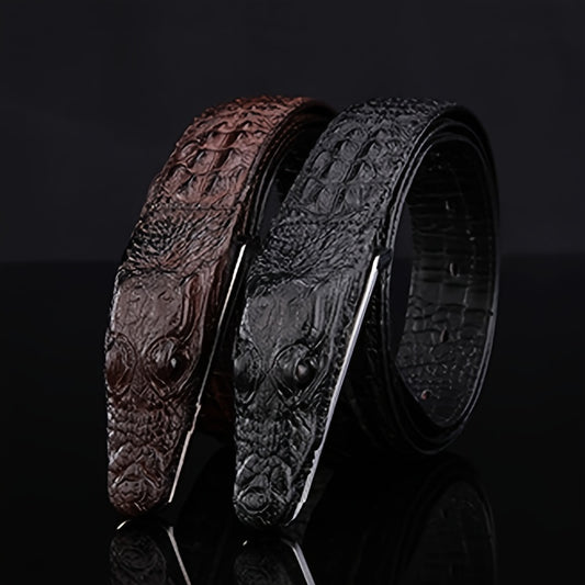 Men's Crocodile Leather Belt Automatic Buckle Pure Cowhide Plus