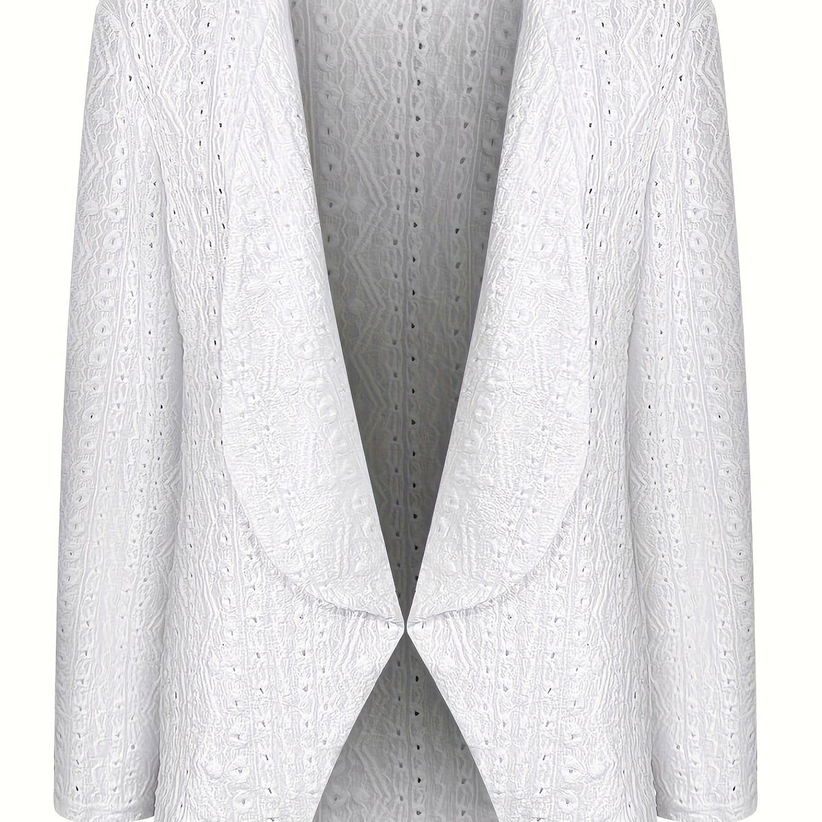 Eyelet Open Front Blazer Casual Lapel Long Sleeve Outwear