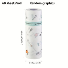 60pcs Roll Thickened Extended Washable Reusable Kitchen Paper