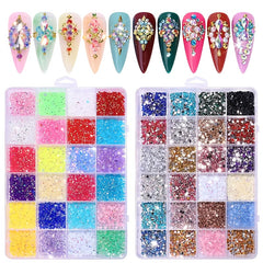 12000Pcs Nail Art Rhinestones Bulk Kit 24 Colors 3mm Iridescent Gems