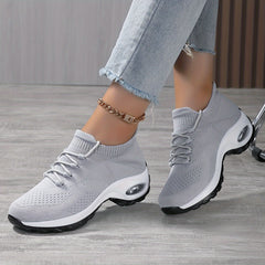 Women's Air Cushion Lace-Up Sneakers - Breathable Athletic Shoes