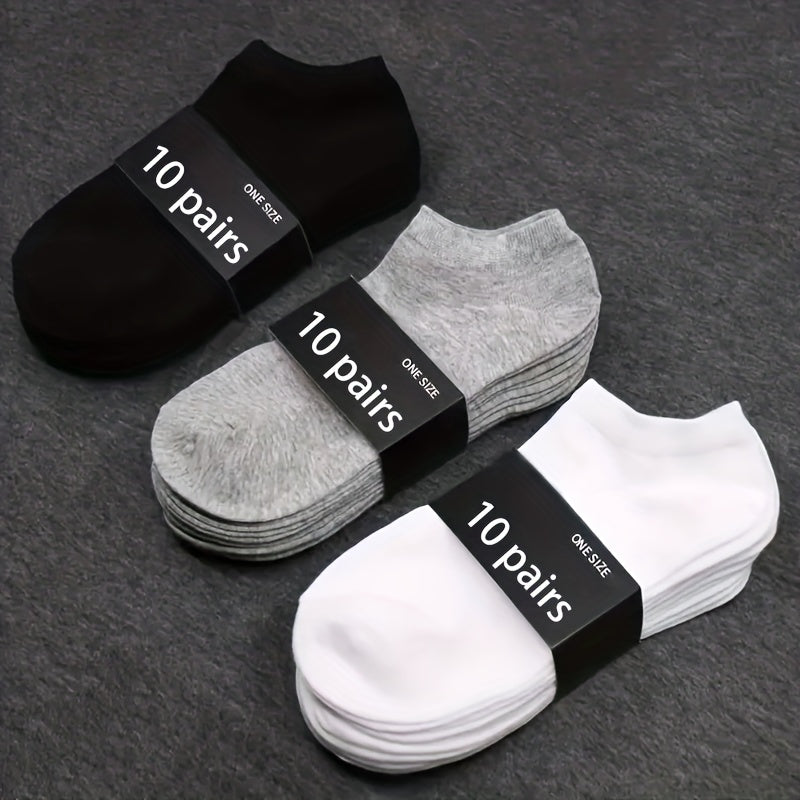 10 Pairs Men's Women's Low Cut Socks Breathable Comfortable for Spring