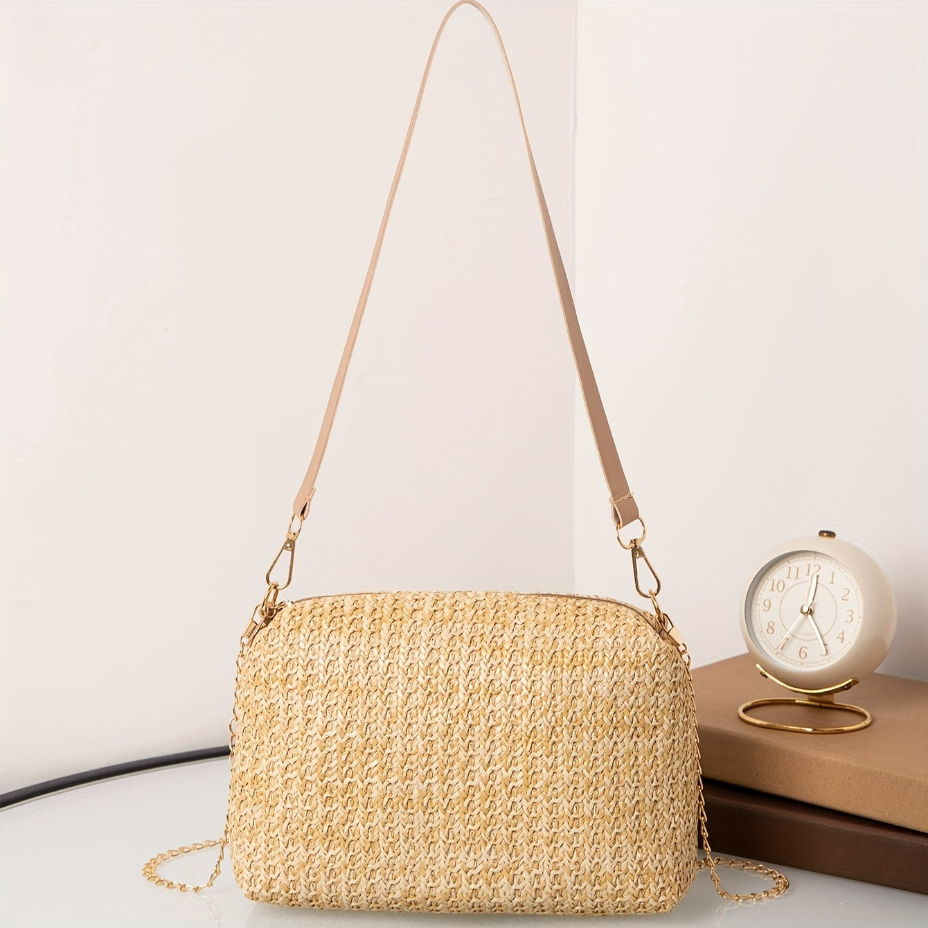 Casual Woven Handbag Solid Daily Shoulder & Crossbody Bag