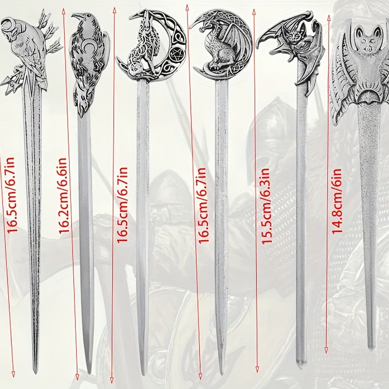 Vintage Viking Style Dragon Pattern Hair Stick Silvery Jewelry