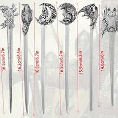 Vintage Viking Style Dragon Pattern Hair Stick Silvery Jewelry