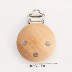 30mm Beech Wood Pacifier Clip Three Hole Wooden Clip DIY Anti Drop Chain