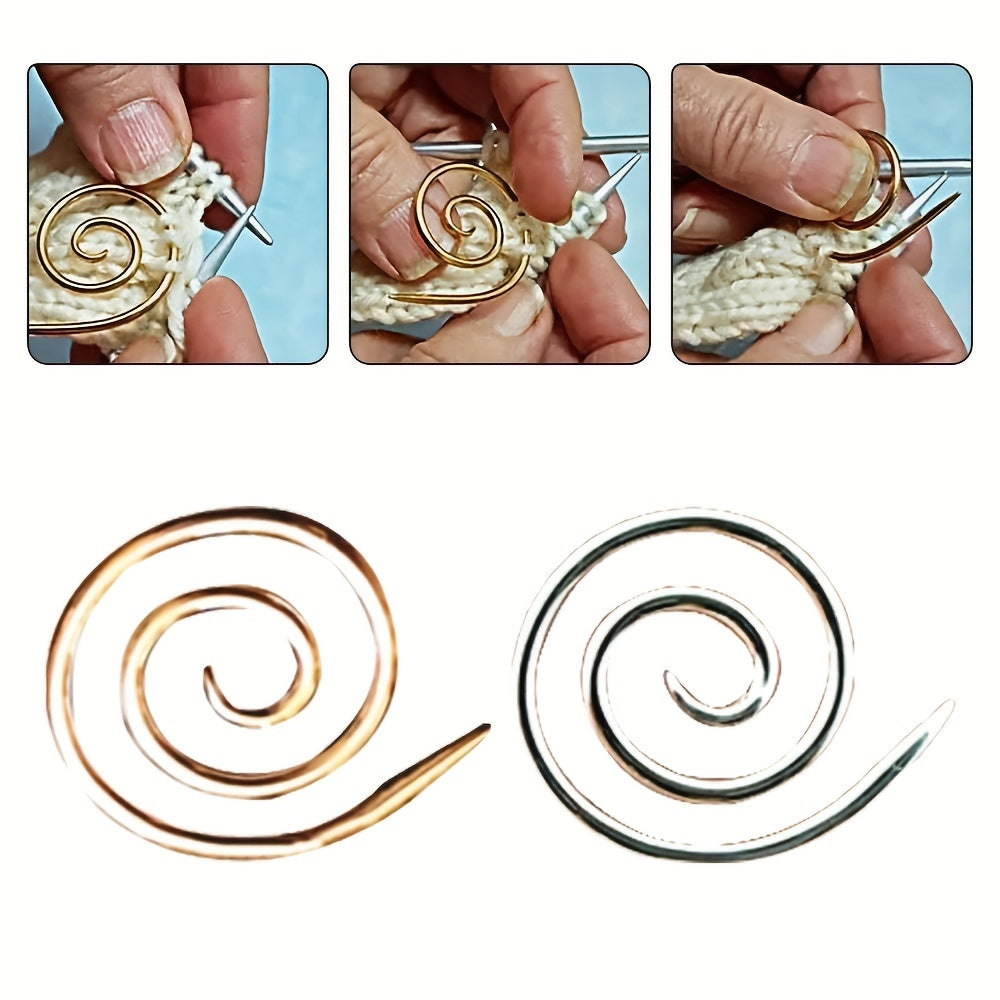 2pcs Spiral Cable Knitting Needle Circular Yarn Sewing Bent Tapestry Needles