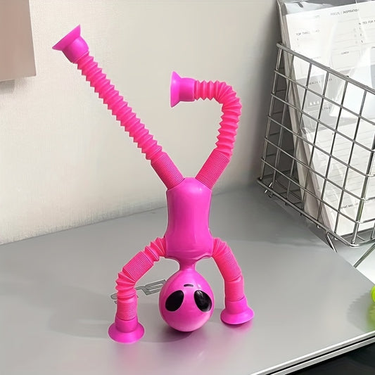Alien Telescopic Suction Cup Toy Stretchy Tubes in Pink
