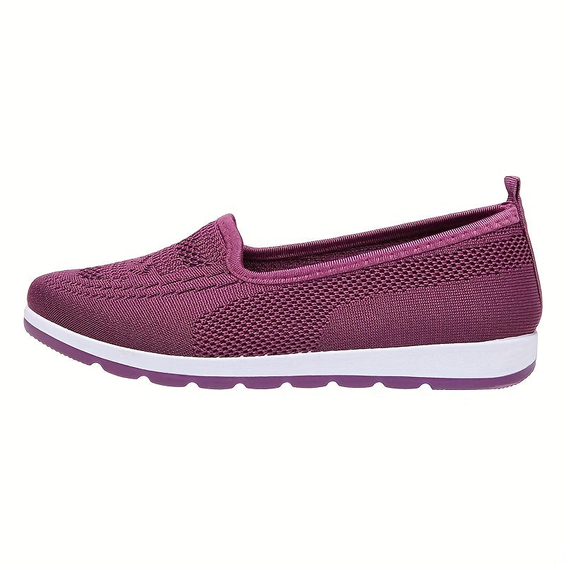 Women's Breathable Flying Woven Slip On Sneakers Lightweight Walking Shoes