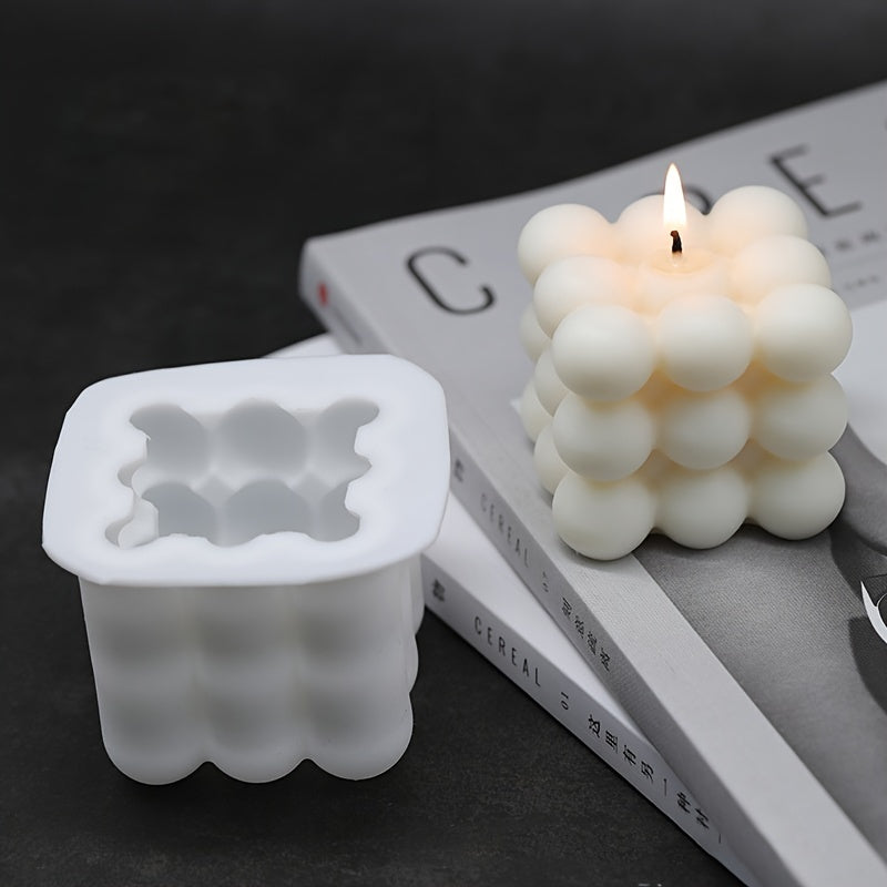 Silicone Candle Mold 3D Cube Round Ball Epoxy Mould Craft Candle Making
