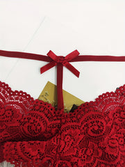 2 Pack Plus Size Lace Briefs Set, Cut Out Bow Front Panties