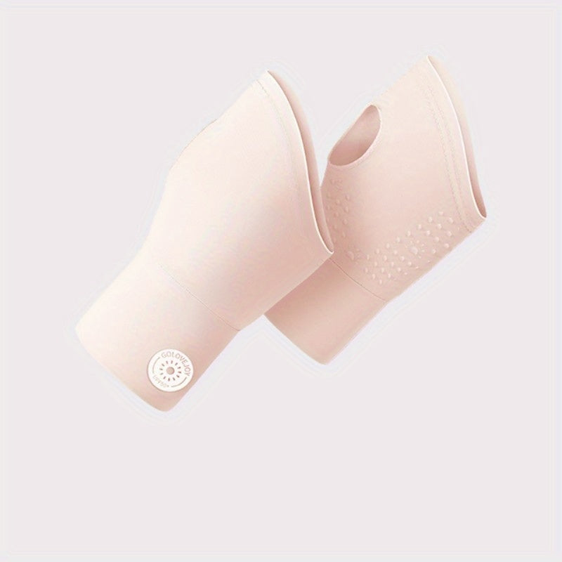 Solid Fingerless Gloves Non Slip Breathable Sunscreen Ice Gloves Outdoor